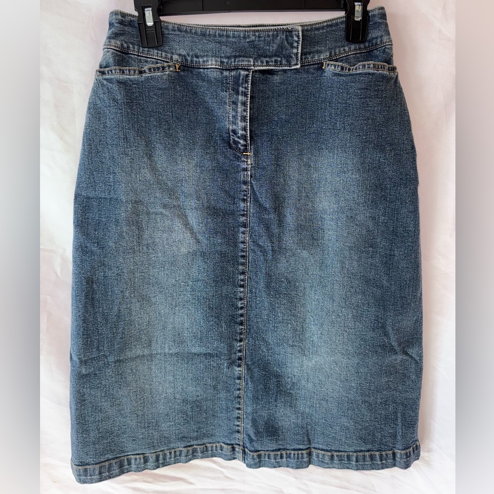 Vintage Halogen Blue Denim Pencil Cotton blend Skirt
